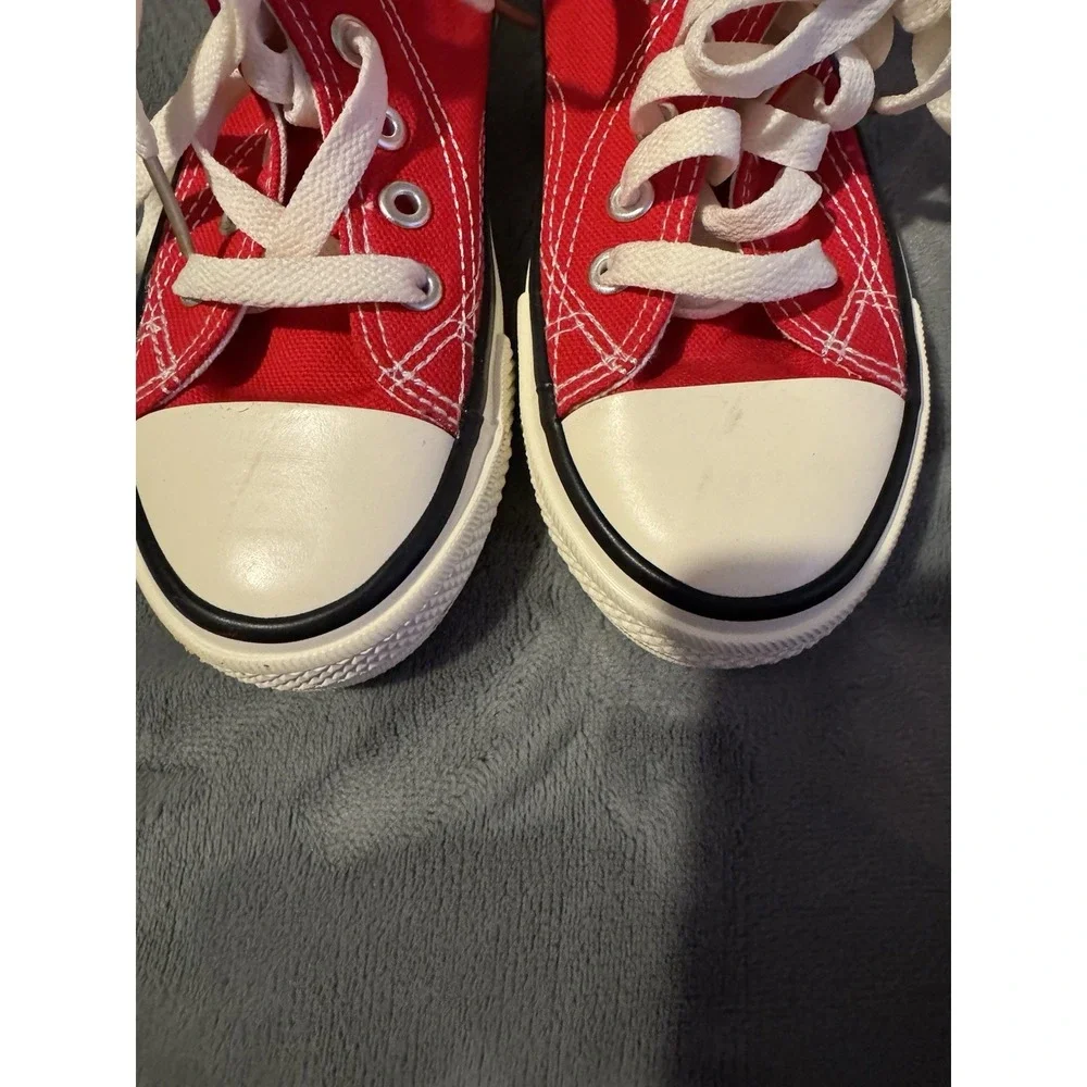 Balahou Kids Red Canvas High Top Sneakers Side Zip Casual Shoes EU 31